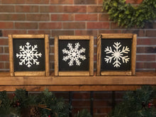 Load image into Gallery viewer, Snowflake Set of Three Farmhouse Signs l Winter Decor l Farmhouse Winter Decor l Farmhouse Winter Signs l Snowflake Signs l Snowflake Decor