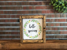 Load image into Gallery viewer, Hello Spring Farmhouse Sign l Hello Spring Sign l Spring Farmhouse Decor l Spring Decor l Spring Sign l Farmhouse Living Room Decor l Easter