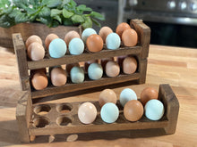 Load image into Gallery viewer, Farmhouse Stackable Wood Egg Holder l Egg Storage l Fresh Egg Storage l Wooden Egg Holder l Wooden Egg Rack l Wood Egg Carton l Egg Tray