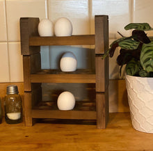 Load image into Gallery viewer, Stackable Egg Storage l Farmhouse Egg Holder l Counter Egg Storage l Fresh Egg Storage l Half Dozen Egg Holder l Egg Carton l Wood Egg Rack
