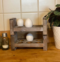 Load image into Gallery viewer, Stackable Egg Storage l Farmhouse Egg Holder l Counter Egg Storage l Fresh Egg Storage l Half Dozen Egg Holder l Egg Carton l Wood Egg Rack