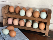 Load image into Gallery viewer, Farmhouse Stackable Wood Egg Holder l Egg Storage l Fresh Egg Storage l Wooden Egg Holder l Wooden Egg Rack l Wood Egg Carton l Egg Tray