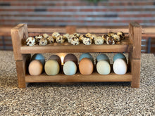 Load image into Gallery viewer, Farmhouse Stackable Wood Egg Holder l Quail Egg l Fresh Egg Storage l Wooden Egg Holder l Quail Egg Holder l Wood Egg Carton l Egg Tray