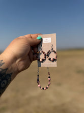 Load image into Gallery viewer, Rhodochrosite and Black Onyx beaded earrings
