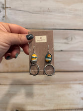 Load image into Gallery viewer, Turquoise, Spiny Oyster, Copper Dangle Hoop Earrings
