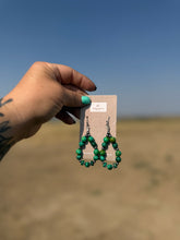 Load image into Gallery viewer, Malachite and Green Turquoise beaded earrings
