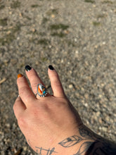 Load image into Gallery viewer, Turquoise, Spiny Oyster, copper adjustable ring
