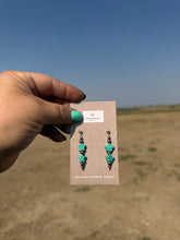 Load image into Gallery viewer, Turquoise and sterling silver pearl earrings
