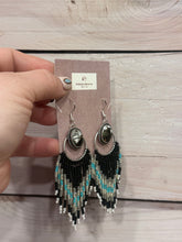 Load image into Gallery viewer, Turquoise Beaded Fringe Dangle Earrings
