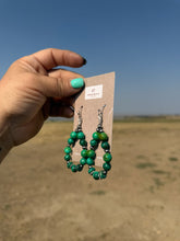 Load image into Gallery viewer, Malachite and Green Turquoise beaded earrings
