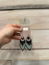 Load image into Gallery viewer, Turquoise Beaded Fringe Dangle Earrings
