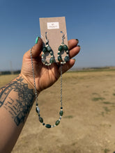 Load image into Gallery viewer, Moss agate and moonstone beaded earrings
