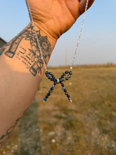 Load image into Gallery viewer, Lapis, turquoise, spiny oyster Bow necklace
