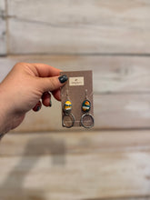 Load image into Gallery viewer, Turquoise, Spiny Oyster, Copper Dangle Hoop Earrings
