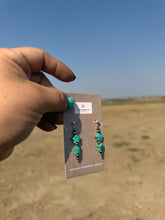 Load image into Gallery viewer, Turquoise and sterling silver pearl earrings
