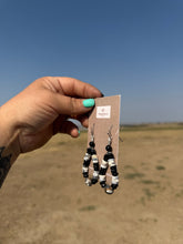 Load image into Gallery viewer, White Buffalo, Black Onyx, Dendritic Opal beaded earrings
