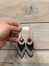 Load image into Gallery viewer, Turquoise Beaded Fringe Dangle Earrings
