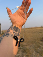 Load image into Gallery viewer, White Buffalo, Black Onyx Bow necklace
