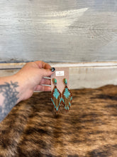 Load image into Gallery viewer, Turquoise Stud Beaded Fringe Earrings
