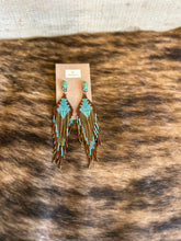 Load image into Gallery viewer, Turquoise Stud Beaded Fringe Earrings

