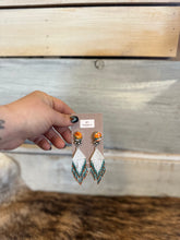 Load image into Gallery viewer, Turquoise Stud Beaded Fringe Earrings
