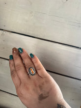 Load image into Gallery viewer, Spiny Oyster and turquoise adjustable ring
