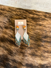 Load image into Gallery viewer, Turquoise Stud Beaded Fringe Earrings
