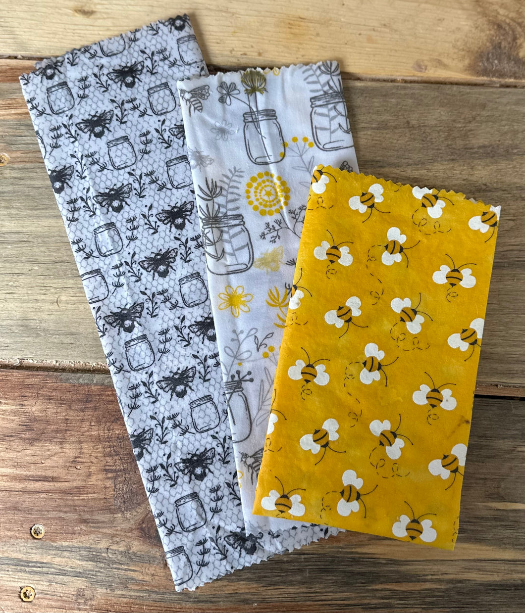 Set of 3 Bee Pattern Bees Wax Wraps
