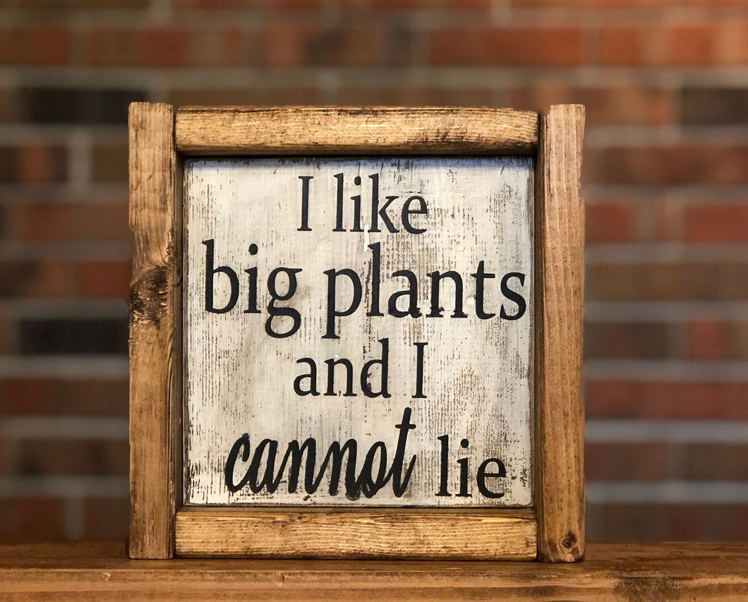 I Like Big Plants and I Cannot Lie Sign l Plant Lover Decor l Plant Decor l Plant Lover Gift l Plant Sign l Farmhouse Home l Shelf Sign