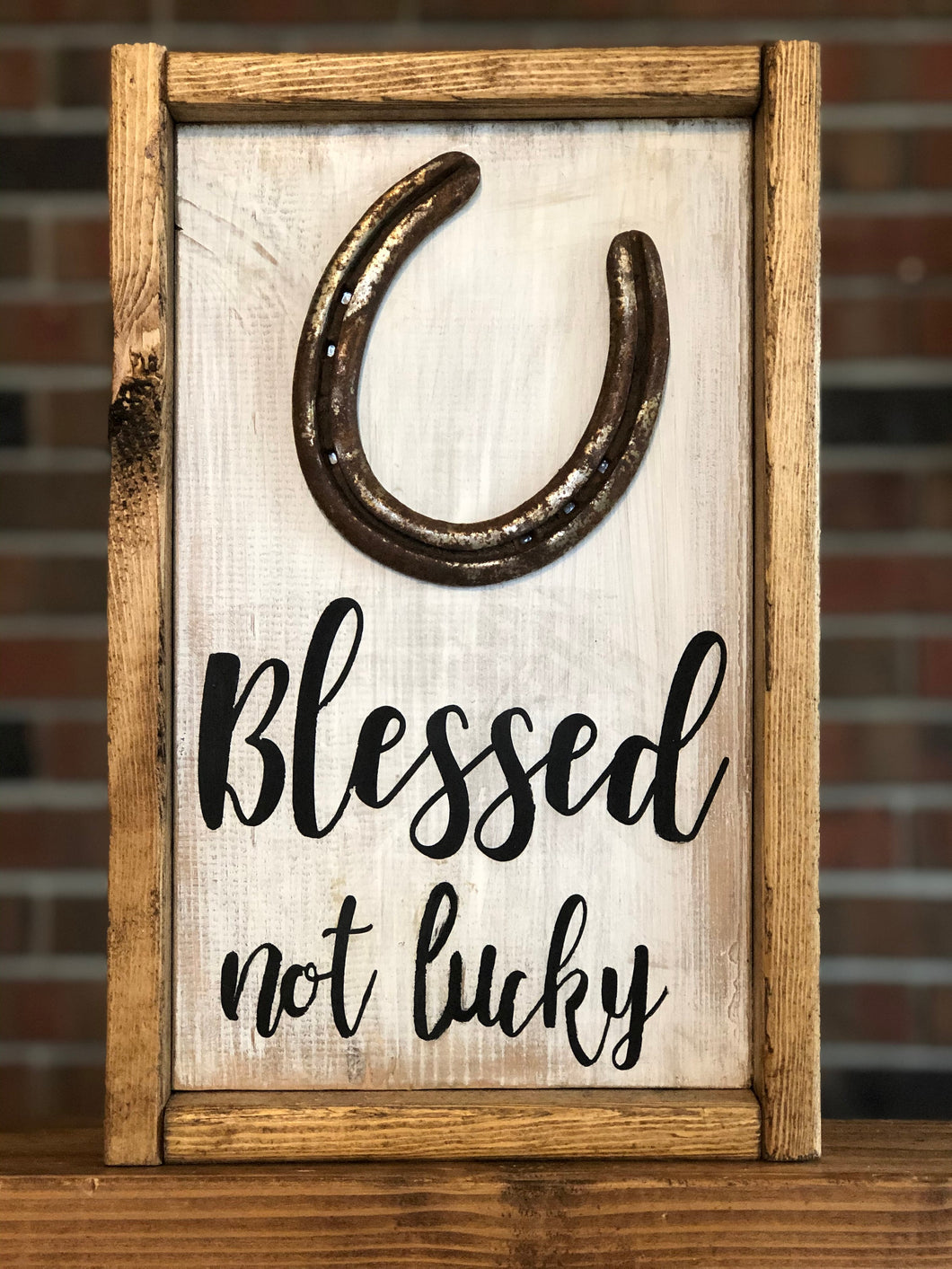 Blessed Not Lucky Horseshoe Sign l Horseshoe Farmhouse Sign l Farmhouse Decor l Farmhouse Living Room Decor l Blessed Not Lucky Sign