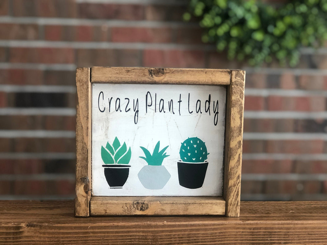 indoor plant lover gifts Crazy Plant Lady Farmhouse Sign l Crazy Plant Lady Sign l Plant Lover – TriPeak Goods
