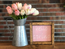 Load image into Gallery viewer, Pink Hello Spring Farmhouse Sign l Spring Farmhouse Decor l Spring Decor l Hello Spring Sign l Farmhouse Living Room Decor l Farmhouse Sign
