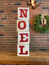 Load image into Gallery viewer, Noel Glitter Blocks l Farmhouse Christmas Decor | Christmas Decor l Noel Sign l Noel l Christmas Sign l Block Sign l Glitter Sign
