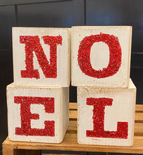 Load image into Gallery viewer, Noel Glitter Blocks l Farmhouse Christmas Decor | Christmas Decor l Noel Sign l Noel l Christmas Sign l Block Sign l Glitter Sign
