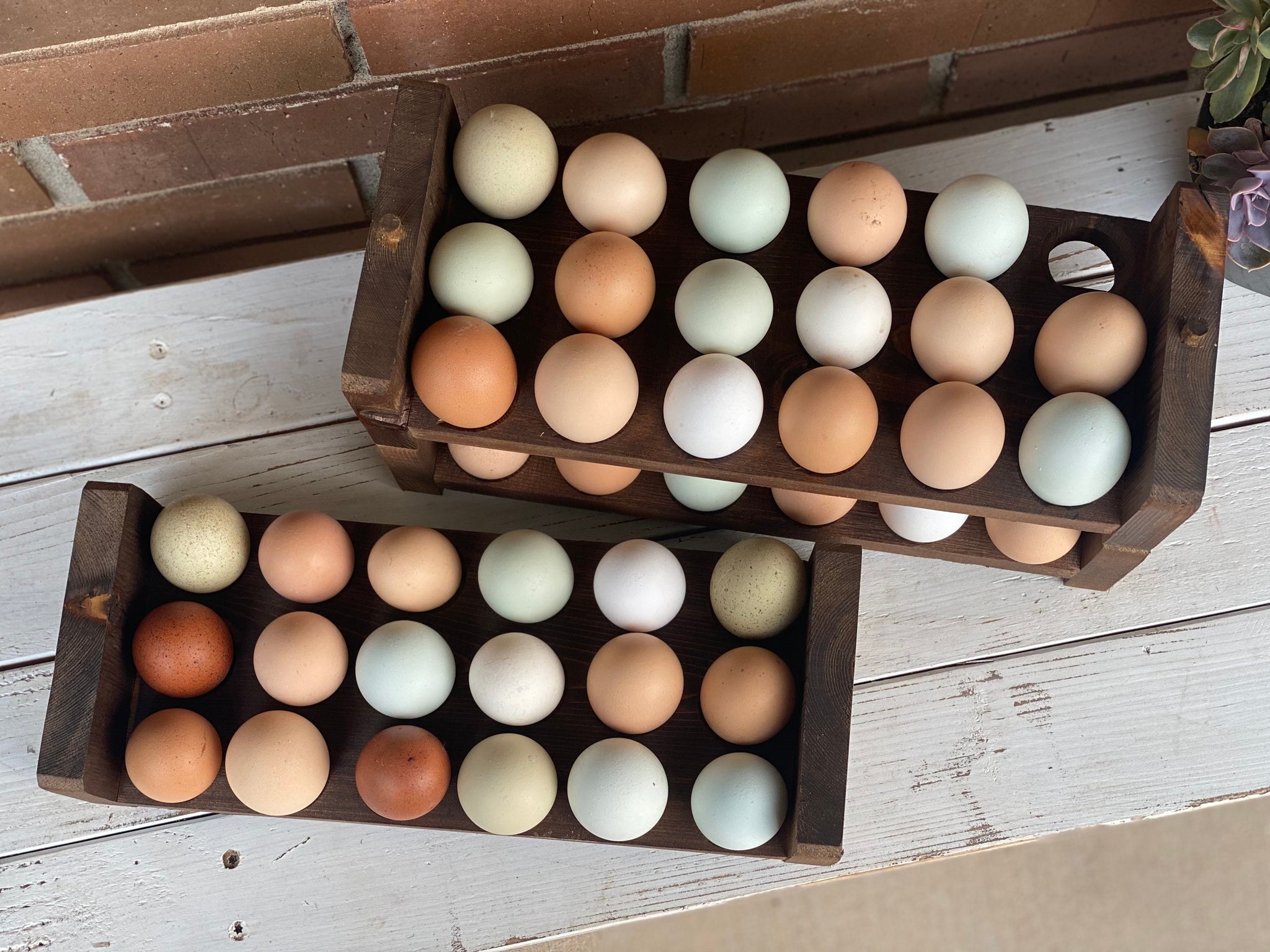 Bamboo Egg Holder Countertop - Stackable Design for 36 Eggs | Farm Fresh Egg Tray Storage Display Rack | Kitchen Countertop Organizer Wooden Egg Stand