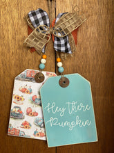 Load image into Gallery viewer, Farmhouse Door Hanger Tag | Wood Door Hanger| Fall Door Tag | Fall Door Hanger| Door Hanger Tags | Pumpkin Door Tag
