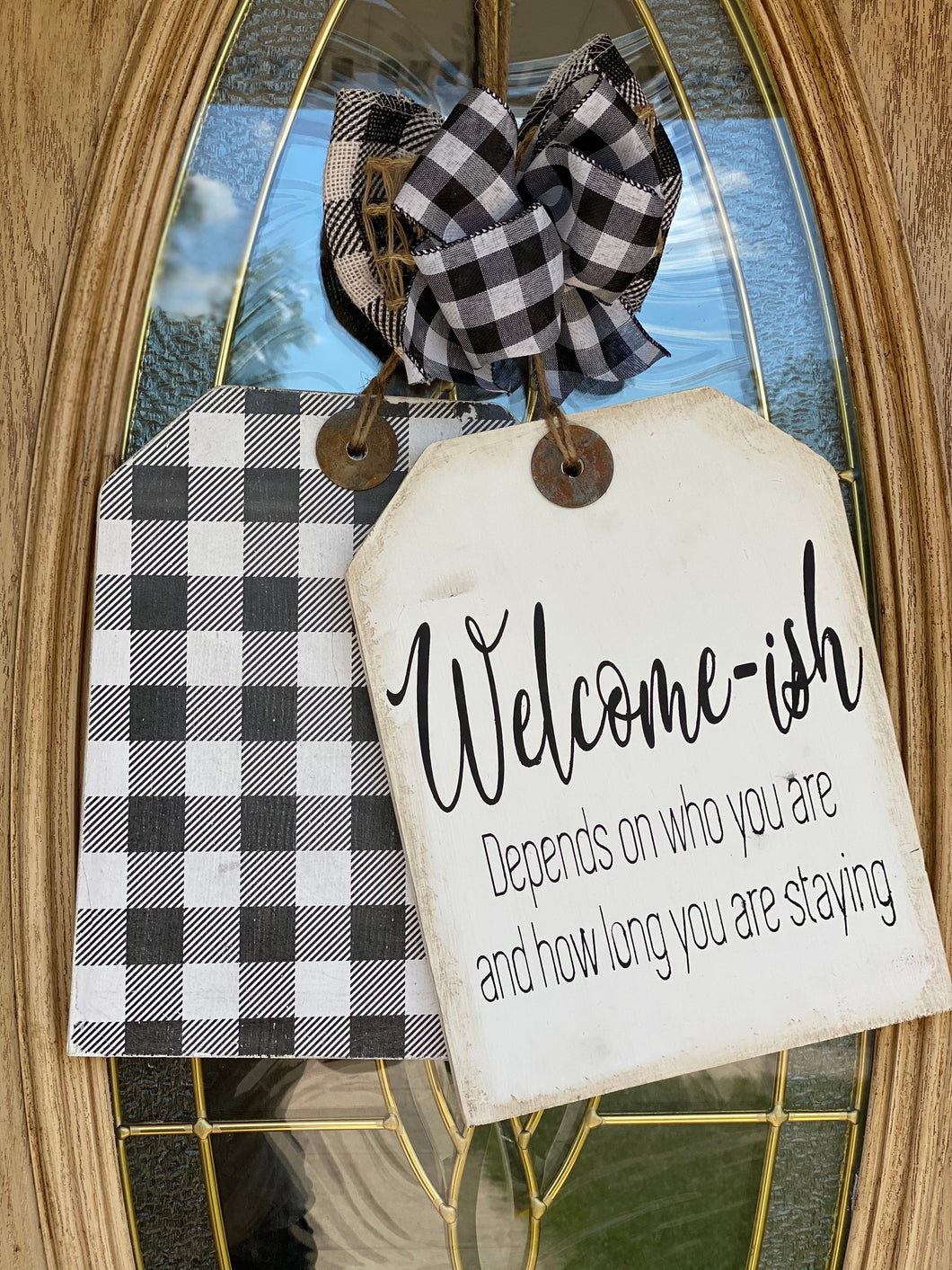 Welcome Door Hanger Tag | Farmhouse Door Hanger Tag | Door Tag | Door Hanger | Welcome-ish Door Tag | Wood Door Tag