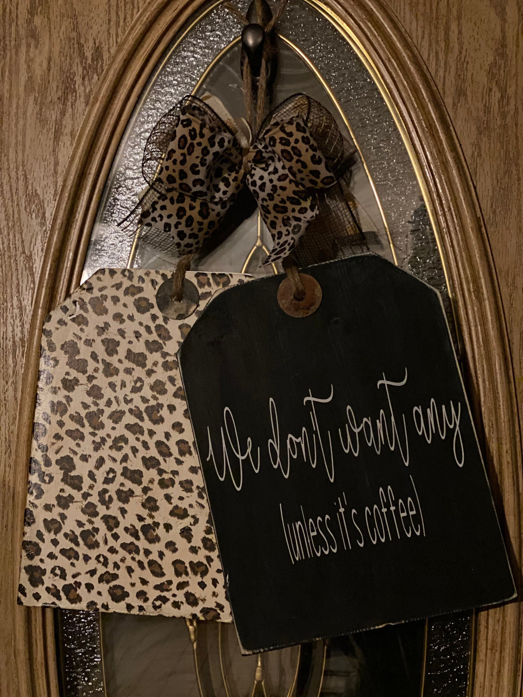 Farmhouse Door Hanger Tag | Wood Door Hanger| Leopard Door Tag | Funny Door Hanger| Door Hanger Tags | Farmhouse Door Decor